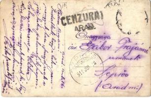 1919 Aradról Seprősre küldött katonai fotólap, romos utcakép / WWI K.u.K. military photo sent from A...