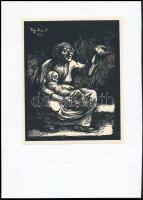 Fáy Dezső (1888-1954): Kéregetés, fametszet, papír, jelzett a metszeten, kartonra ragasztva, 19×15,5 cm