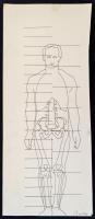 Kass jelzéssel: Testarányok tanulmány(2 db). Tus, papír, 45×30 és 44×19 cm