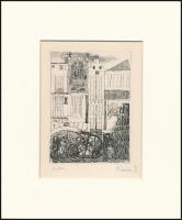 Kondor Béla (1931-1972): Fortuna vincit, rézkarc, papír, utólag jelzett, paszpartuban, 14×10 cm