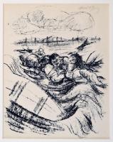 Márffy Ödön (1878-1959): Heverészés, litográfia, papír, utólag jelzett, paszpartuban, 21,5×16,5 cm