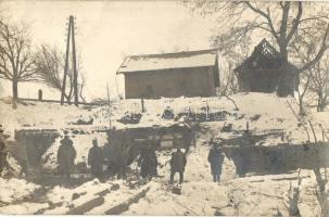 Száva-parti katonai tábor télen / WWI Ku.K. military camp by the Sava in winter. photo (EK)