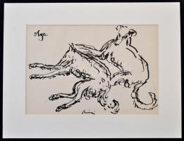 Rippl-Rónai József (1861-1927): Kutyák, cinkográfia, papír, jelzett a cinkográfián, paszpartuban, 16...