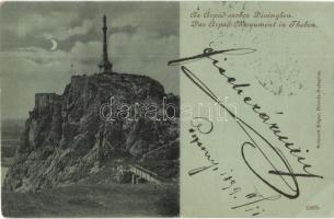 1899 Dévény, Theben a. d. Donau, Devin; Árpád szobor, este / monument, night (lyuk / pinhole)