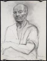 Ék jelzéssel: Férfi portré. Szén , papír, felcsavarva, 66×50 cm