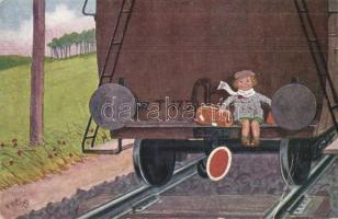 4 db régi humoros motívumlap. John Wills és Kaszás Jámbor aláírásaival / 4 pre-1945 humorous motive ...