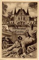 4 db régi humoros motívumlap. John Wills és Kaszás Jámbor aláírásaival / 4 pre-1945 humorous motive ...