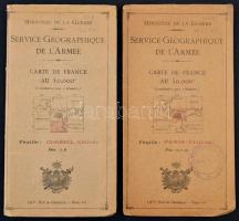 cca 1915 2 db francia katonai térkép az I. világháborúból. Párizs és környéke. Jó állapotban / 2 mil...
