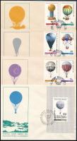 Ballonposta sor + blokk 4 db FDC-n, Balloon Post set + block 4 FDC