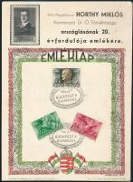1940 Horthy Miklós kormányzása 2 db emléklap alkalmi bélyegzéssel 16x22 cm