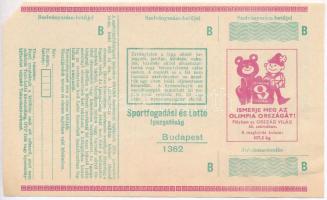 1979. "Nemzetközi Olimpiai Sportlottó" lottó szelvény, kitöltetlen T:I-,II