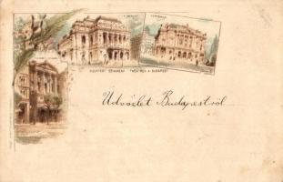 1899 Budapest, Ezredéves Országos Kiállítás, Nemzeti Színház, Népszínház, Opera, 2 Kr Ga. litho s: Cserna