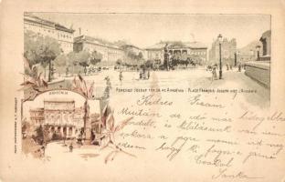 1898 Budapest, Ezredéves Országos Kiállítás. Ferenc József tér és az Akadémia, 2 Kr Ga. litho