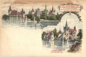 1896 Budapest XIV. Ezredéves országos kiállítás történelmi főcsoportjának épületei, Déli és nyugati oldal, 2 Kr Ga. s: Morelli, Dörre T.
