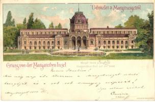 1899 Budapest XIII. Margitsziget, Margit fürdő. Kosmos Art Nouveau litho s: Geiger Richard (EB)