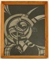 Kassák jelzéssel: Kompozició. Tus, papír, üvegezett keretben, 40×27 cm