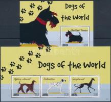 The world's dogs minisheet set + 2 block, A világ kutyái kisívsor + 2 blokk 2 stecklapon