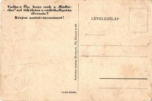 Szigetszentmiklós, A lakihegyi rádióállomás leadó nagyterme, belső. hátoldalon Rádióélet reklámja (k...