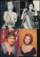 5 db színészeket ábrázoló fotólap és képeslap (Sophia Loren, Jayne Mansfield, Susan Hayward, stb.), 14,5x10 cm