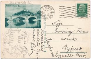 1934 Újpesti játékosok (Kocsis, P. Szabó, Seres, stb.) aláírásai Torinóból küldött levelezőlapon