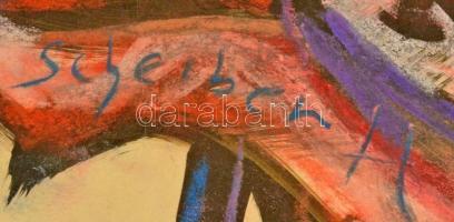 Scheiber jelzéssel: Lovacskák. Vegyes technika, vászon, keretben, 34×25 cm