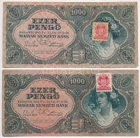 1945. 1000P (2x) MNB bélyeggel, egyik helytelenül felragasztva T:III,III-