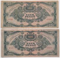 1945. 1000P (2x) "MNB" bélyeggel, egyik helytelenül felragasztva T:III,III-