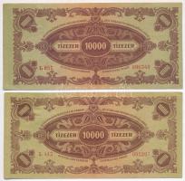 1945. 10.000P (2x) egyiken barna, másikon piros "MNB" bélyeg T:III