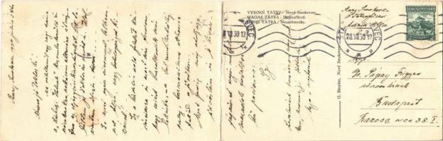 Újtátrafüred, Neu-Schmecks, Novy Smokovec; kihajtható panorámalap, szálloda. G. Bányász kiadása / fo...