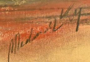 Mednyánszky jelzéssel: Vonuló katonák. Pasztell-szén, papír, üvegezett keretben, 29×44 cm