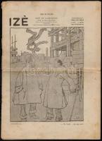 1909 Izé I. évfolyam 7. szám, főszerkesztő: Paulini Béla, hátoldalon Paulini grafikájával, széteső állapotban
