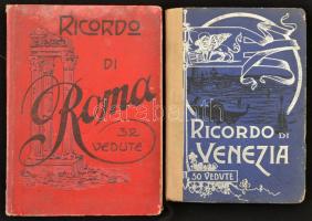 cca 1900 Ricordo di Firenze, Roma, Genova, Venice 5 db képes és képeslapos leporelló / 5 picture and postcard booklets
