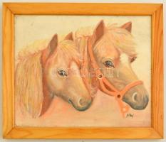 Szőke jelzéssel: Poni portré. Olaj, vászon, keretben, 23×29 cm