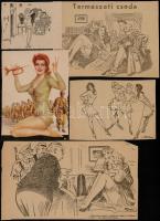 Art deco erotikus grafikák, karikatúrák - La Vie Parisienne, 2 címlap (Pesti Izé, Szabad Száj), kivá...