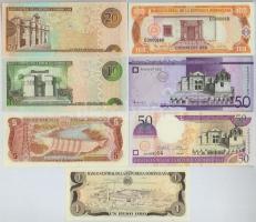 Dominikai Köztársaság 1988. 1P + 5P + 1998. 100P + 2000. 50P + 2003. 10P + 2004. 20P + 2014. 50P T:I...