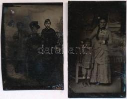 cca 1910 4 db ferrotípia. Vaslemezre készült fényképek 6x10 cm