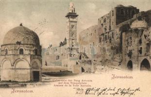 1898 Jerusalem, Überreste der Burg Antonia auf dem Templeplatz / Assies de la Tour Antonia / Seating of the Antonia Tower