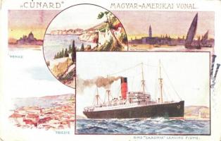 Cunard Magyar-Amerikai Vonal / RMS Saxonia leaving Fiume (EB)