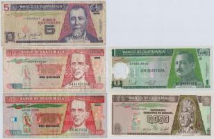 Guatemala 1989-2008. 1Q-10Q (5xklf) T:I-III Guatemala 1989-2008. 1 Quetzal - 10 Quetzales (5xdiff) C:UNC-F