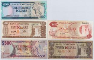 Guyana ~1966-2000. 1$-500$ (5xklf) T:I-IV Guyana ~1966-2000. 1 Dollar - 500 Dollars (5xdiff) C:UNC-G