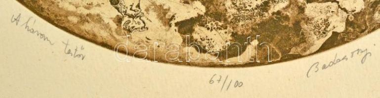 Badacsonyi Sándor (1949-2016): A három testőr, rézkarc, papír, jelzett, számozott (67/100), d: 25,5 ...