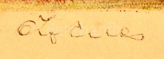 Ősz Dénes (1915-1980): Tavasz, színezett rézkarc, papír, jelzett, 29,5×39 cm