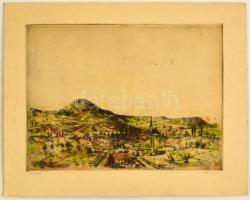 Ősz Dénes (1915-1980): Tavasz, színezett rézkarc, papír, jelzett, 29,5×39 cm