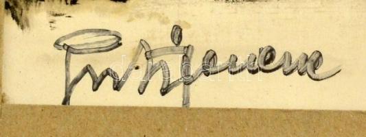 Guti Ferenc (1917-?): Esőben - itáliai emlék, olaj, karton, jelzett, üvegezett fa keretben, 19×22,5 ...