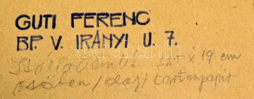 Guti Ferenc (1917-?): Esőben - itáliai emlék, olaj, karton, jelzett, üvegezett fa keretben, 19×22,5 ...