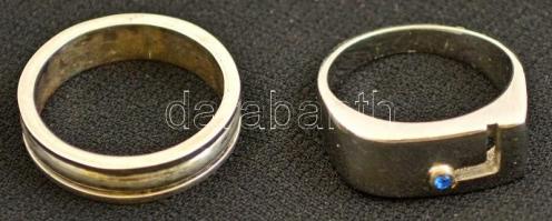 Ezüst(Ag) férfi gyűrű, 2 db, jelzés nélkül, méret: 65, 67, bruttó: 16,9 g