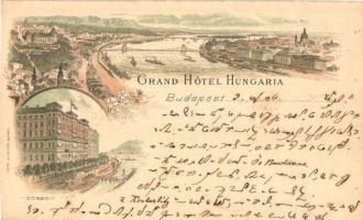 1896 (Vorläufer!) Budapest, Grand Hotel Hungária, Corso. Floral, litho (vágott / cut)