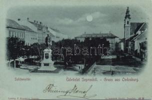 1899 Sopron, Széchenyi tér, Széchenyi-szobor (levágott / cut)