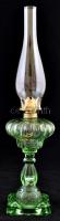 Üvegtestű petróleum lámpa, üveg búrával, m: 50 cm