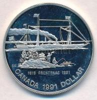 Kanada 1991. 1$ Ag "S.S. Frontenac" T:PP ujjlenyomat, felületi karc Canada 1991. 1 Dollar Ag "S.S. Frontenac" C:PP fingerprint,slightly scratched